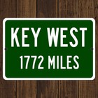 Key West FL Mileage Highway Sign Florida Vacation Distance Metal Road Beach Sign