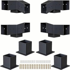 15  75  Angled Pergola Brackets Kit, 3-Way Bracket with Post Base Kit for Log C