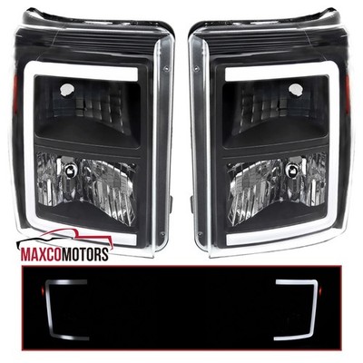Black LED Headlights Fits 2011-2016 Ford F250 F350 F450 SuperDuty Headlamps Pair