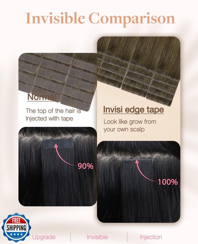 Cinta de borde GOO GOO Invisi en extensiones de cabello cabello cabello humano, 3/8/613 marrón nogal  - Imagen 3 de 5