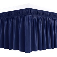 Biscaynebay Wrap Around Bed Skirts for Queen Size Beds 18 Drop, Navy Adjustab...