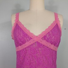 Y2K Lace Slip Dress Nightie L Pink Purple Sheer Babydoll Coquette Fairy Ruffle