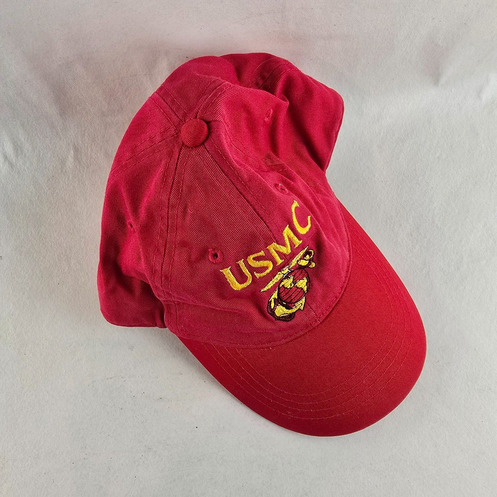 USMC Red Baseball Cap Adjustable Hat Embroidered … - image 3
