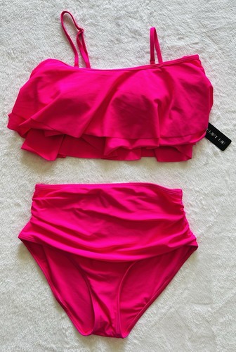 Bikini Hot Pink Bathing Suit Two piece Women's size Medium Bikini Tankini Halter