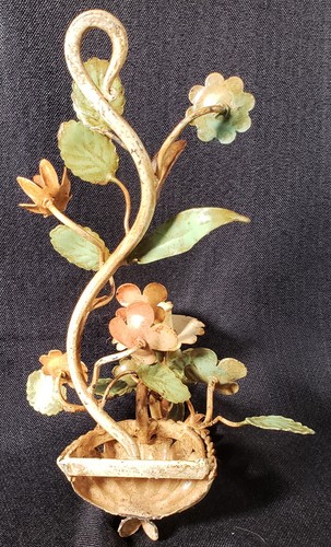 Vintage Candle Wall Sconces Italy Tole Florentine Hand Painted Metal 10.5"H  SH - Bild 18 von 19