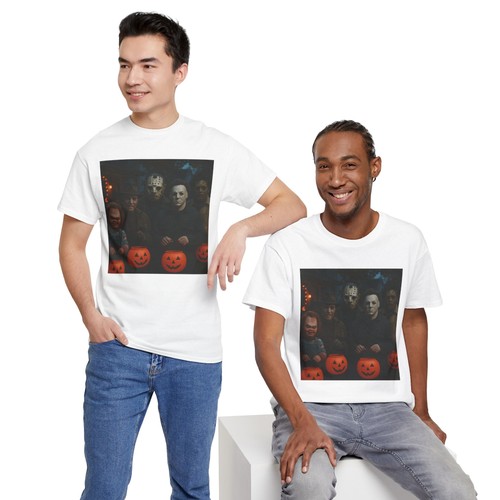Halloween Horror Unisex Cotton Tee Spooky T-Shirt Micheal Myers, Freddy, Chucky - Picture 12 of 157