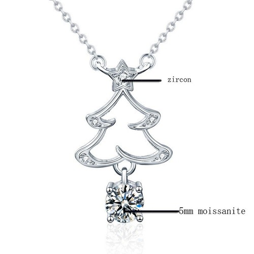 5mm Round Moissanite Pendant Necklace 925 Sterling Silver Chain Christmas Gift - Picture 4 of 9