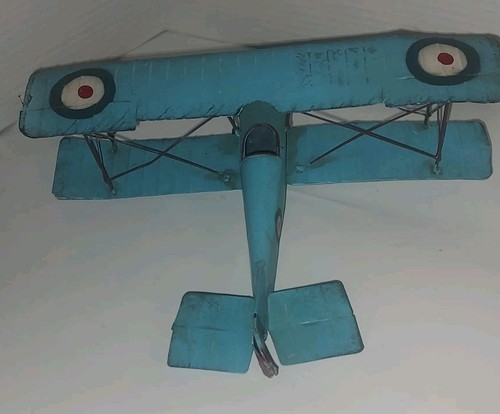 Vintage WW 1 British Blue Metal Tin Biplane Military - Bild 3 von 8