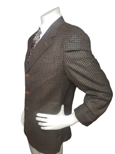 LBM BIANCHI Bozzella & Lesna Italian Blazer Glen Check Wool Silk Men 40R - Picture 3 of 15