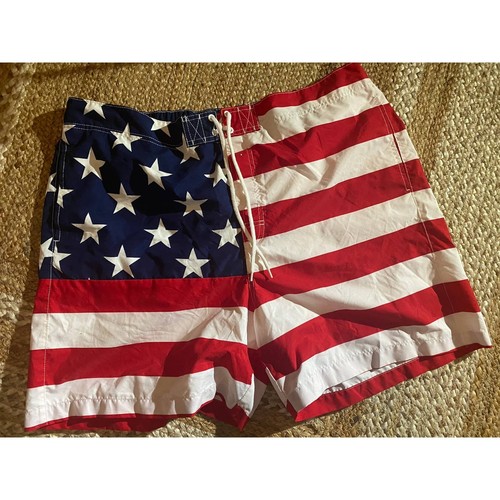 Faded Glory Mens XL 40-42 Red White Blue Swim Mesh Lined Swim Trunks  - Picture 4 of 6