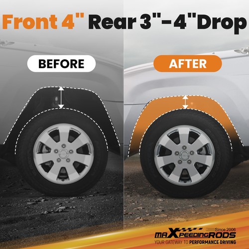 Front 4" Rear 3-4" Drop Kit FOR Chevrolet GMC C1500 1988-1998 2WD w/Drop Hangers - Picture 5 of 15