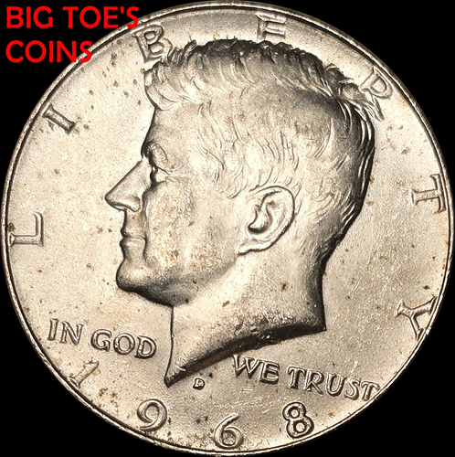 1968-D KENNEDY HALF DOLLAR 40% SILBER, SCHÖNE SELTENE MÜNZE, SCHNELLER VERSAND
