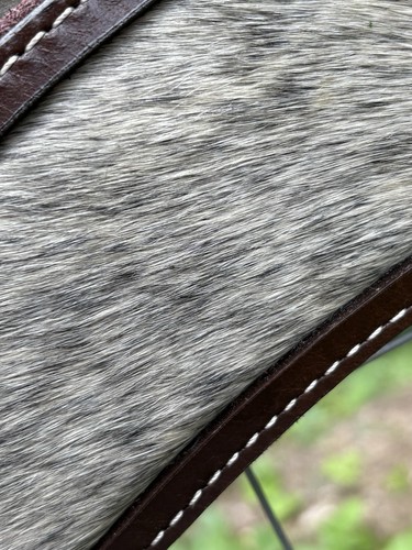 Genuine Hair On Leather Tripping Collar Western Breast Collar Horse Size Tack - Picture 8 of 10