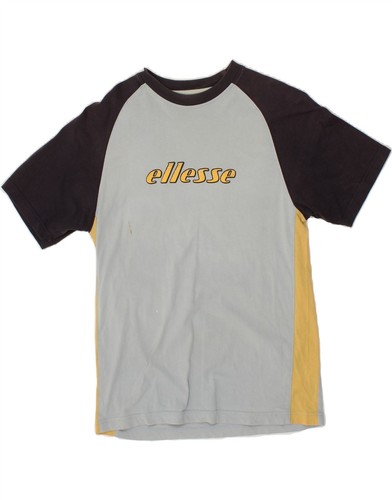 ELLESSE Herren Grafik T-Shirt Oberteil Small Grau Colourblock Baumwolle BY38