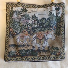 Vintage Tapestry Tote Bag Elephant Woven Boho Shoulder Boho Folk Art Travel NEW