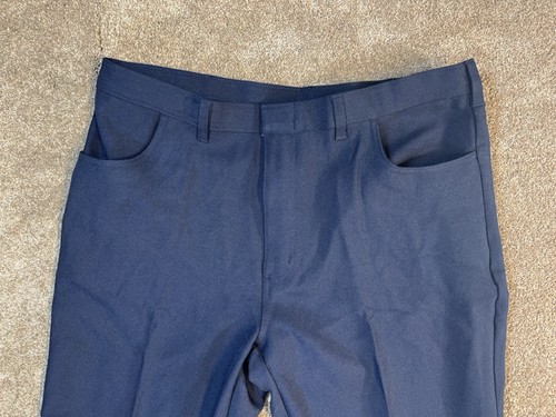 Vintage John Blair Pants Blue Slacks Polyester Embroidered Stitch Pocket- 40x30 - Picture 2 of 10