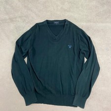 Gant Knitted Jumper Pullover V-Neck Knit Sweater With Logo Men's L