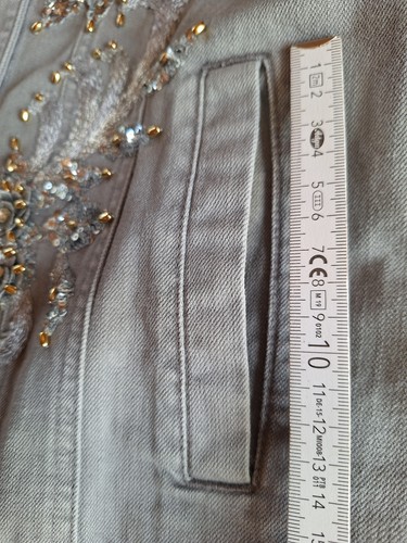 Jeansjacke, Gr. 38, hellgrau, silberfarb. Applikationen/Aufnäher,"Brookshire" - Bild 13 von 17