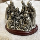 One Piece Pewter Nativity Set 7 Figures Religious Christmas 4.5 X 3.5 Inches