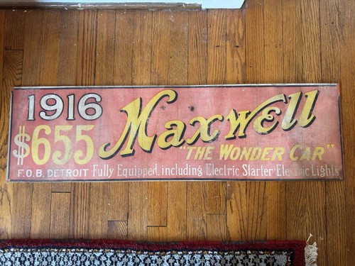 Antique 1916 Maxwell The Wonder Car Detroit Electric Start Poster Banner Cloth - Picture 5 of 9