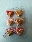 6 Gold Heart Shaped Christmas Tree Ornaments
