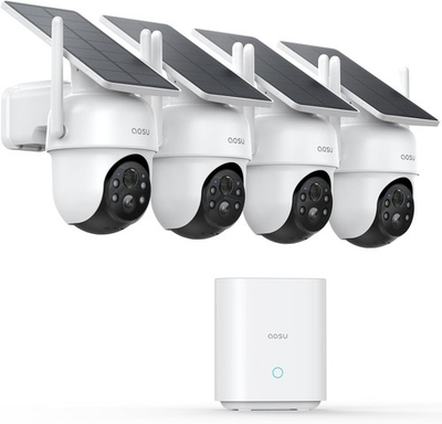 #ad AOSU Solar Security Cameras Outdoor Wireless 4 Cam Kit 2K Color Night Vision $259.99