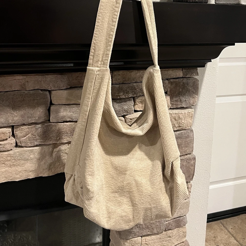 Mujeres/Hombres Bolso de Pana Bolso de Hombro Ancho Informal Bolso de Mano Shopper Foto 3 de 4