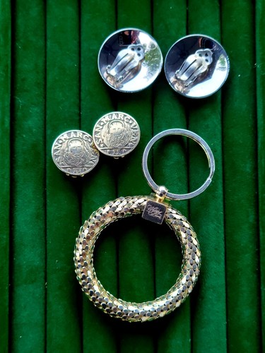 Vintage Whiting und Davis Posten Münze Knopf Clip auf Ohrringe Silber Mesh Ring Schlüsselanhänger - Bild 6 von 11