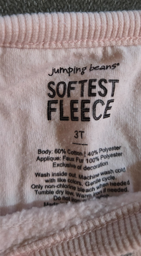 Jumping Beans - Softest Fleece - Bunny Girl's SweatShirt - Size 3T - Picture 3 of 3