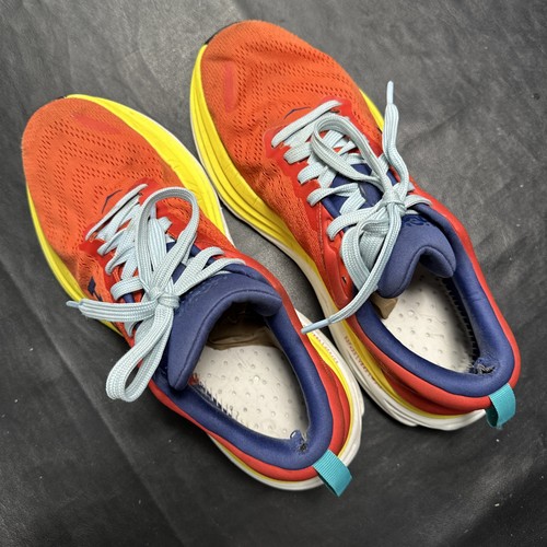Zapatos para correr Hoka One One Bondi 8 USADOS para hombre talla 10,5 D rojo alerta llama 950 - Imagen 15 de 15