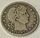 《Silver》1907 USA BARBER QUARTER -- .1808 OZ of SILVER!!!