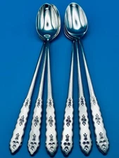 6 Oneida FLORAL BOUQUET Iced Tea Spoons 7 5/8" Stainless Flatware Silverware