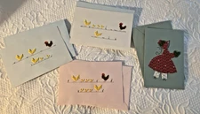 4 Vintage Hand-Made Note cards Stationery with Envelopes very cute! Easy to make