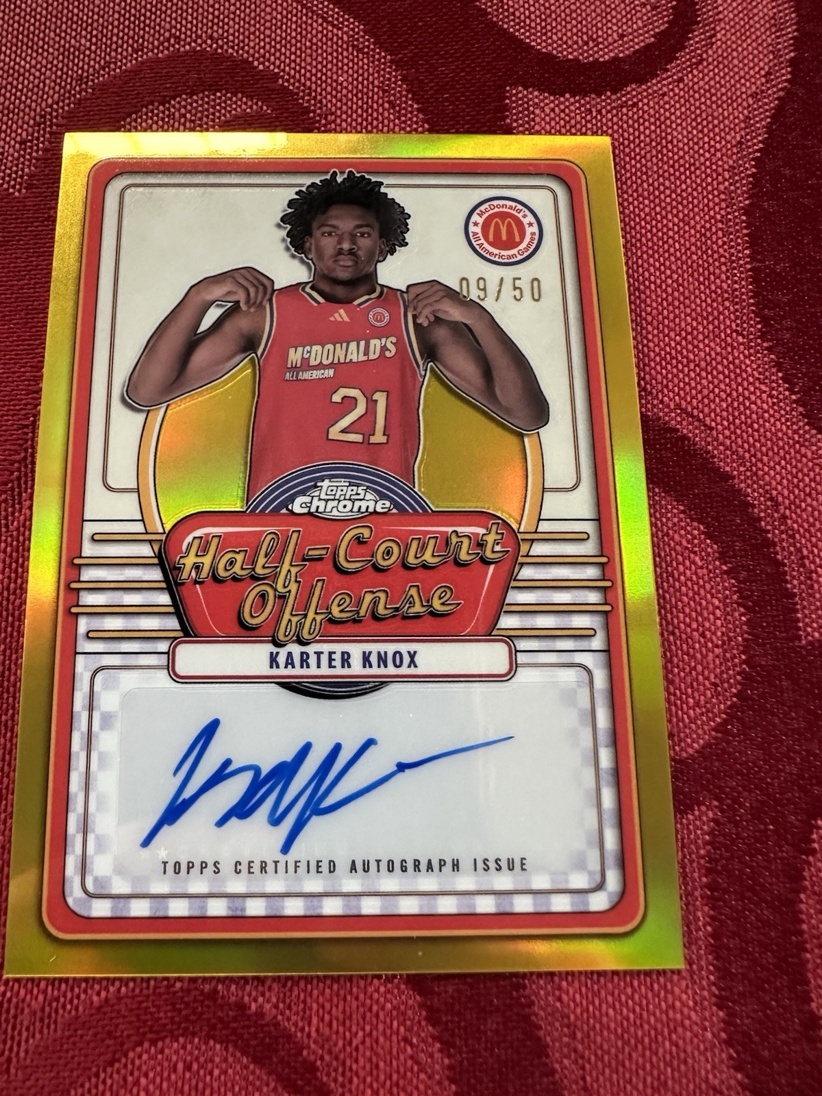 Karter Knox 2024 Topps Chrome McDonalds Gold Refractor Autograph RC Auto /50
