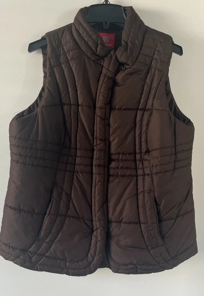 Chaleco para mujer Faded Glory chocolate marrón con bolsillos talla extra grande 16 Foto 2 de 4
