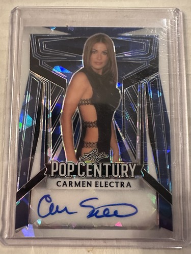 2023 Leaf Pop Century Carmen Electra /20 Auto Blue Cracked Ice Baywatch Playboy - Picture 1 of 2