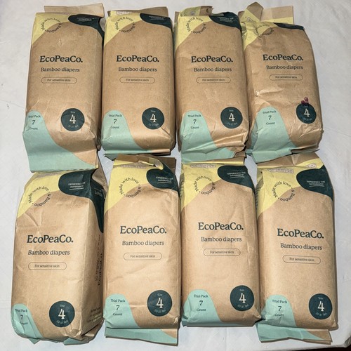 ❤️Lot EcoPeaCo. Disposable Diapers Organic Bamboo Size 4 - 56 Count Total GIFT