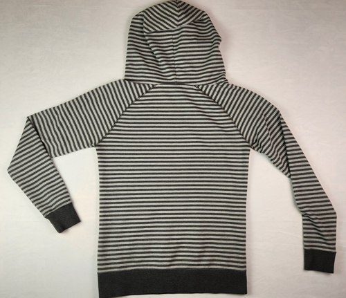 Zine Women’s Pullover Hoodie M – Black & White Striped Sweatshirt - Picture 6 of 7