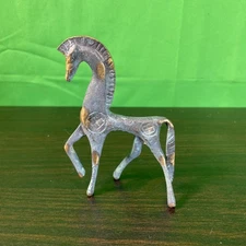Vintage 1960s Bronze Horse Sculpture Greek Style Mid Century Modern Figurine Dec