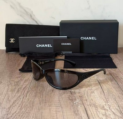 CHANEL SUNGLASSES CH9188 71763 100% AUTHENTIC BLACK FRAME NYLON WOMEN'S SHIELD