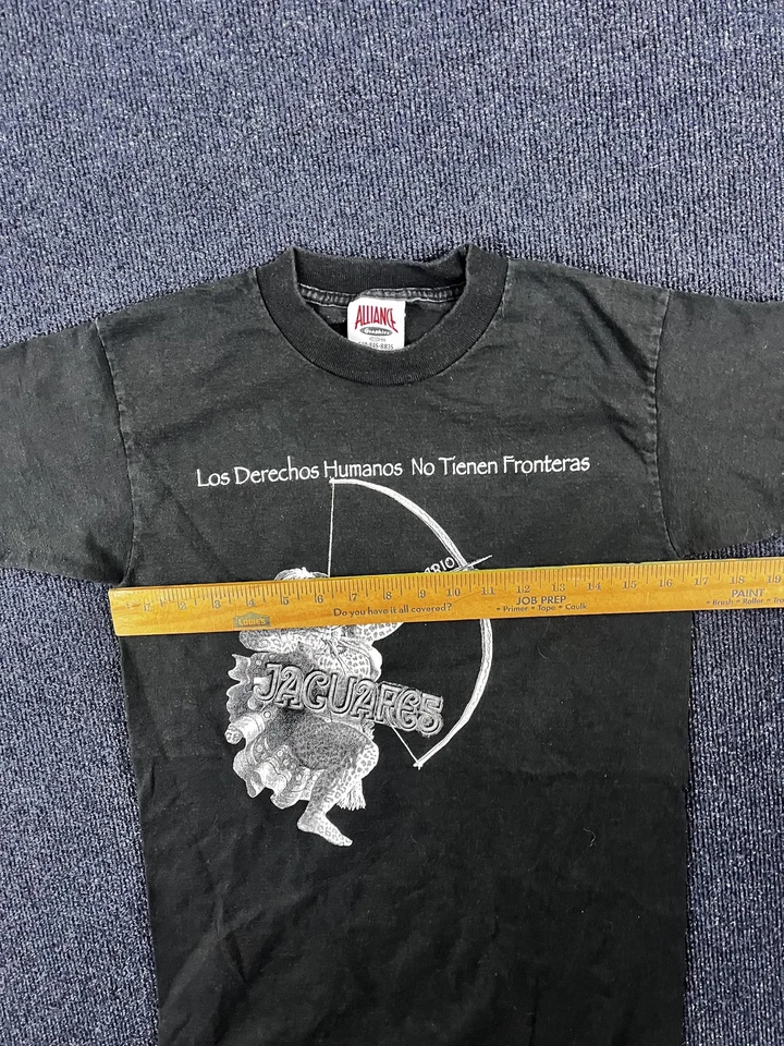 Camisa Jaguares Vintage Hombre Pequeña Negra Amnistía Internacional Derechos Humanos Años 90 Foto 4 de 4