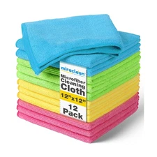 Microfiber Cleaning Cloth 12 Pack - 12 x 12 inches - Rags for Cleaning House ...