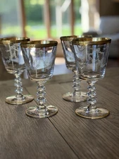 Tiffin Franciscan Crystal Water Wine Goblets Bouquet Pattern 4 Glass Stemware