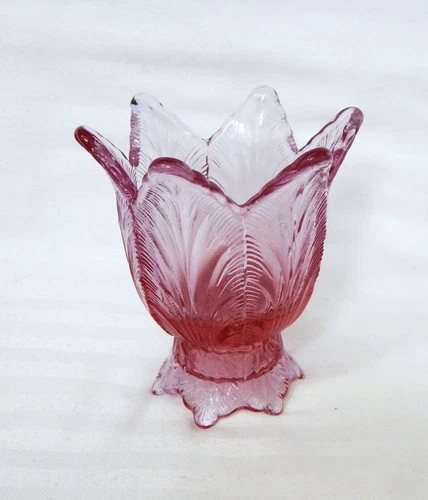 Fenton Glass Pink Tulip Two Way Candle Holder/Votive