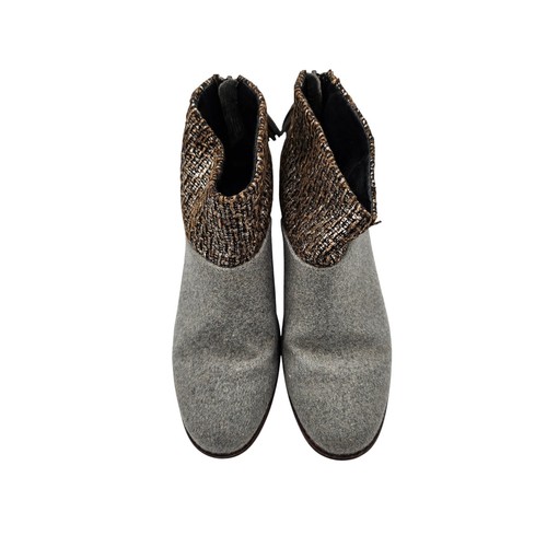 Toms Leila Bootie grau Filz Glanz Boucle Stiefel gestapelter Blockabsatz Damengröße 8 - Bild 5 von 5