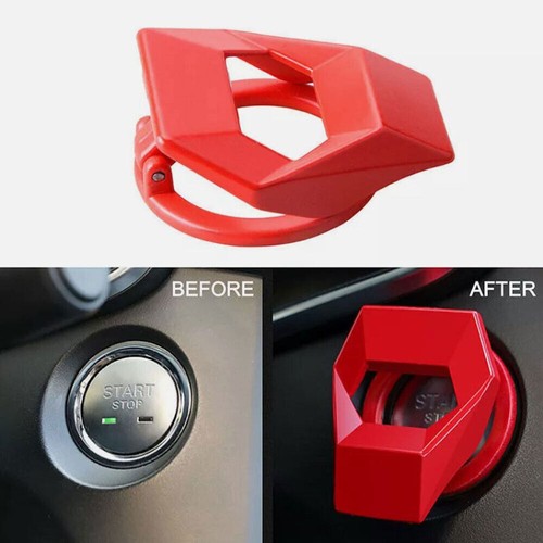 Cubierta de interruptor de botón pulsador de parada de arranque de motor de coche rojo 1 pieza accesorios interiores moldura - Imagen 9 de 15