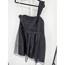 Davids Bridal Womens Sz 20 Knee Length One Shoulder Bridesmaid Dress Black