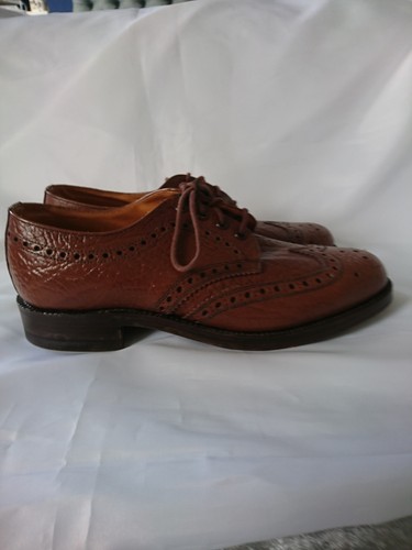 VTG RARE JOSEPH CHEANEY SUPER HAMPTON CAMEL LEATHER BROGUE MENS SHOES UK 8 NEW - Picture 3 of 7