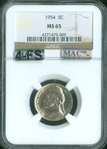 1954 Jefferson Nickel NGC MS65 MAC 4FS Quality $600 IN Full Steps
