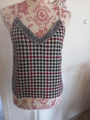 Damentop, Top, Hahnentrittmuster/Velouroptik, Mehrfarbig, Kariert,Gr. 36/38 Zara - Bild 1 von 4